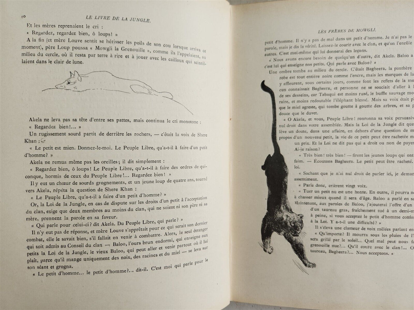 1925-1938 JUNGLE BOOK by KIPLING antique 2 VOLS ILLUSTRATED by Roger Reboussin