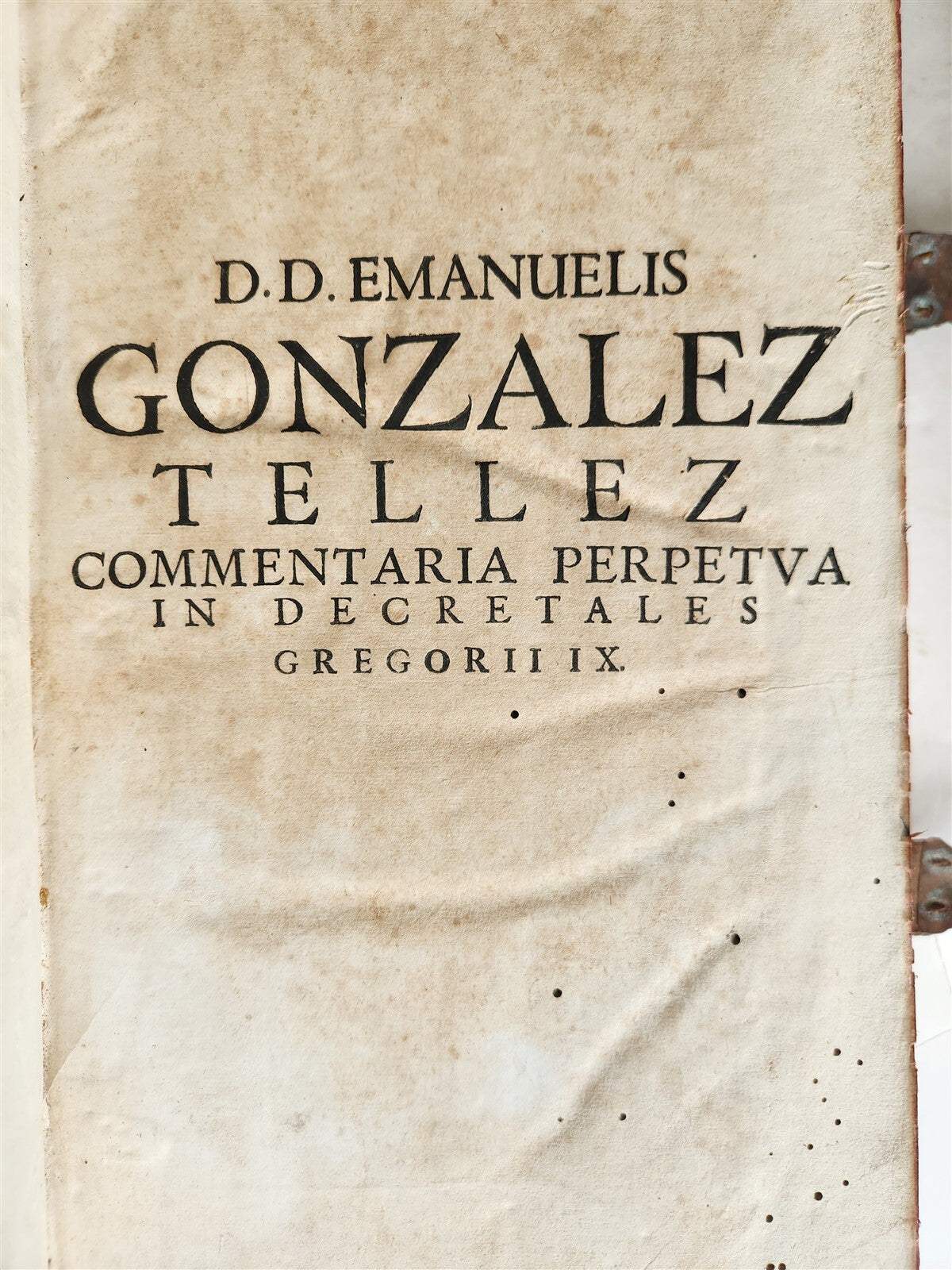 1690 PIGSKIN BOUND 4 FOLIO LAW BOOKS antique by D. D. Emanuelis Gonzalez Tellez
