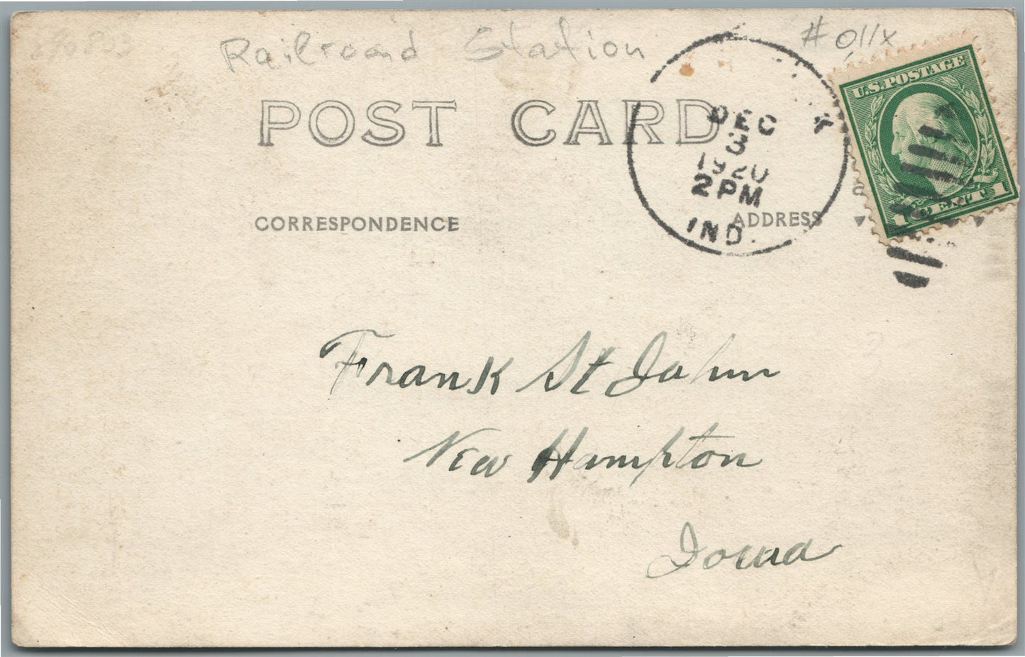 EARL PARK IN RAILROAD STATION RAILWAY DEPOT ANTIQUE REAL PHOTO POSTCARD RPPC