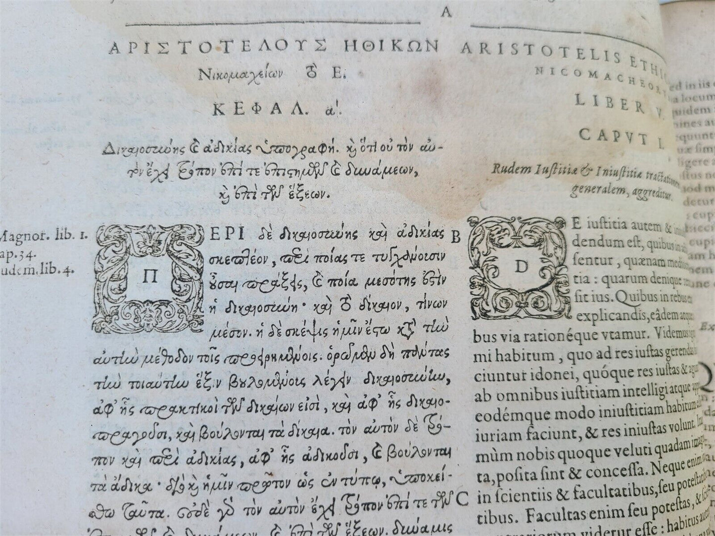1619 ARISTOTLE OPERA OMNIA 2 MASSIVE FOLIOS antique GREEK & LATIN
