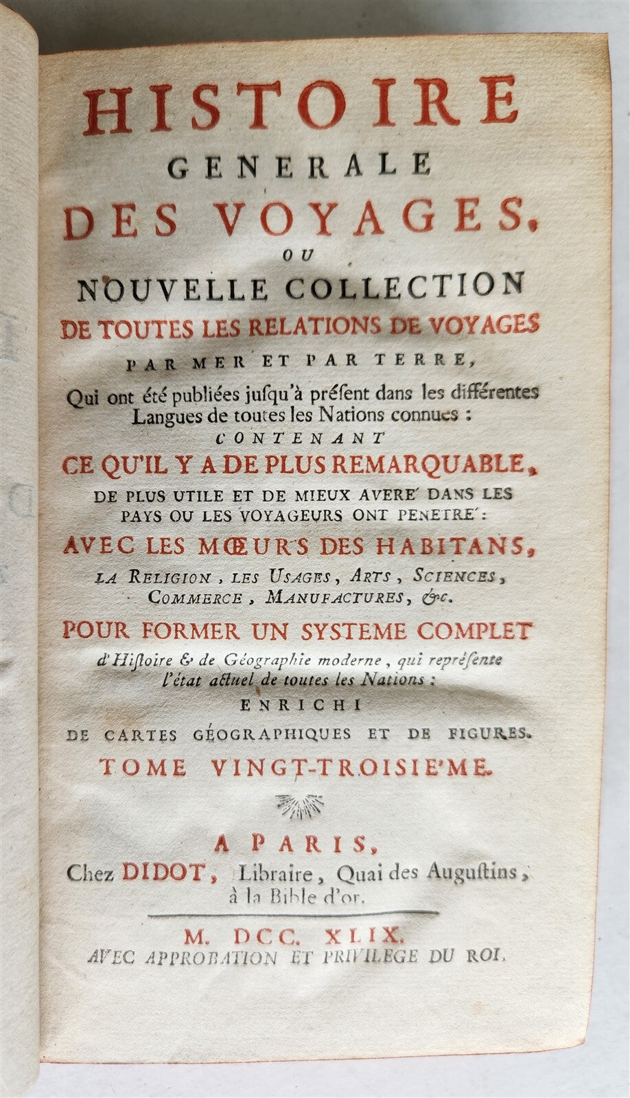 1749 HISTOIRE des VOYAGES VOL. 23 antique illustrated RELIGIONS in CHINA