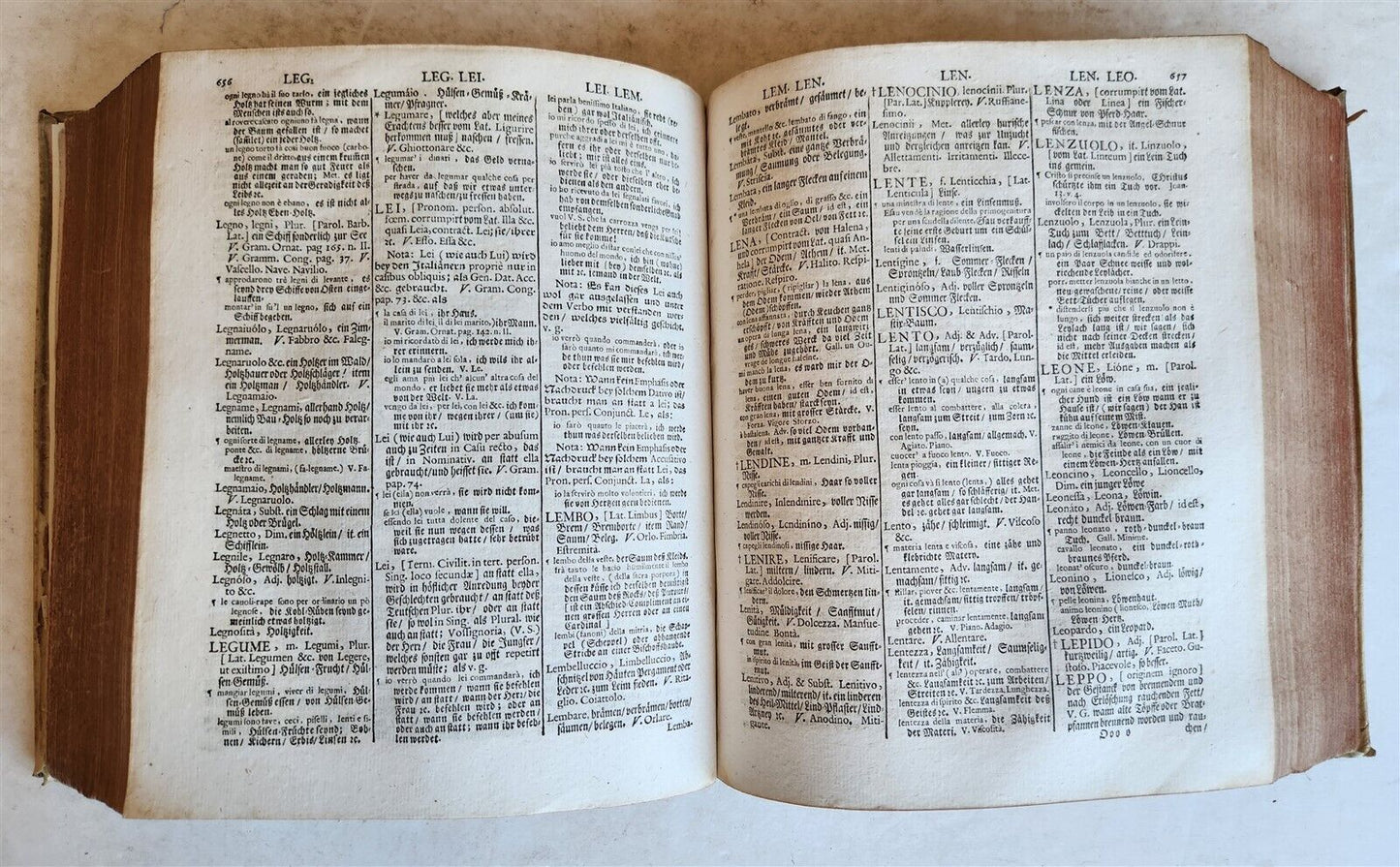 1693 ITALIAN GERMAN DICTIONARY by M. CRAMER antique VELLUM BOUND