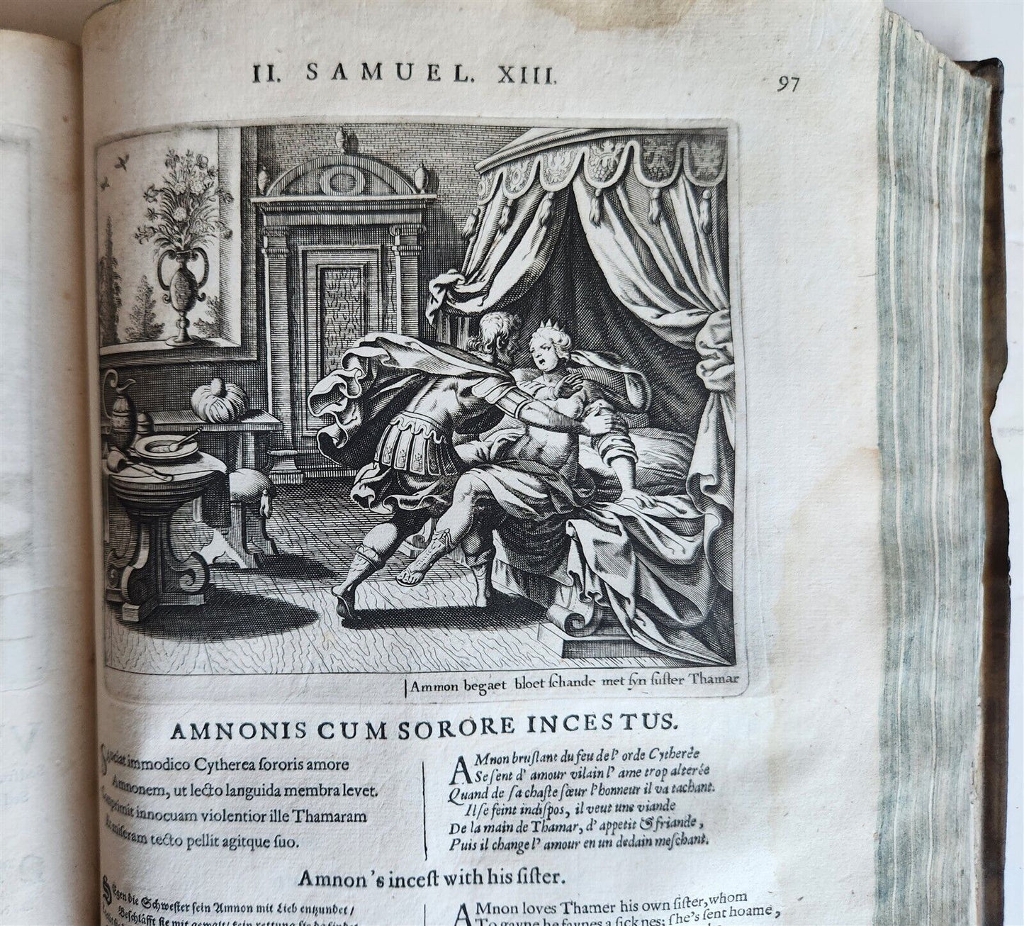 1659 FIGURES OF THE BIBLE in DUTCH antique ILLUSTRATED w/ 233 ENGRAVINGS vellum