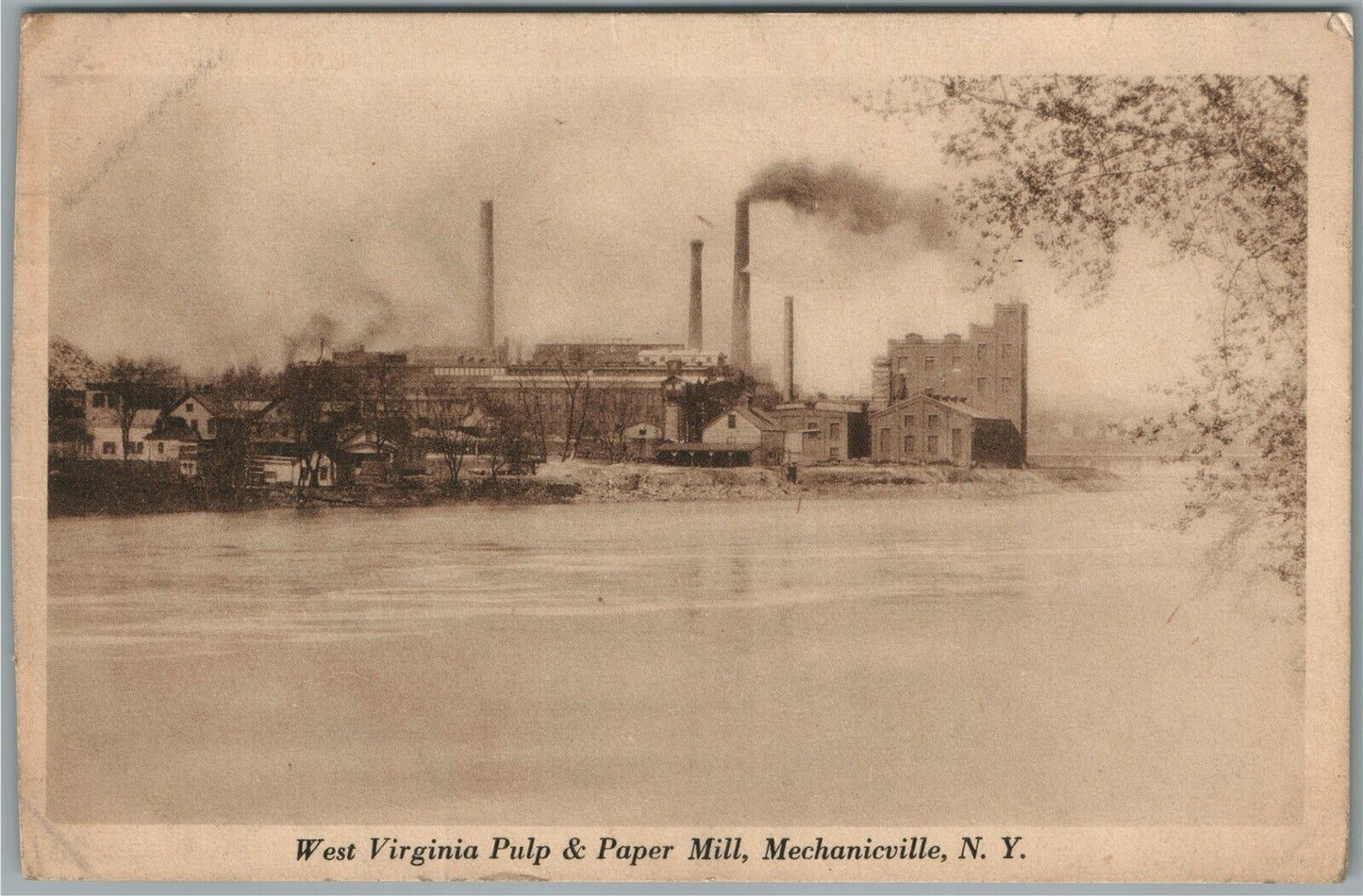 MECHANICVILLE NY WEST VIRGINIA PULP & PAPER MILL ANTIQUE POSTCARD