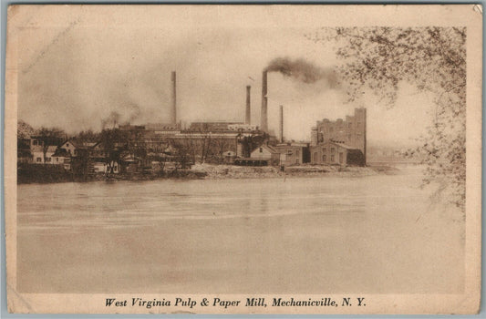 MECHANICVILLE NY WEST VIRGINIA PULP & PAPER MILL ANTIQUE POSTCARD