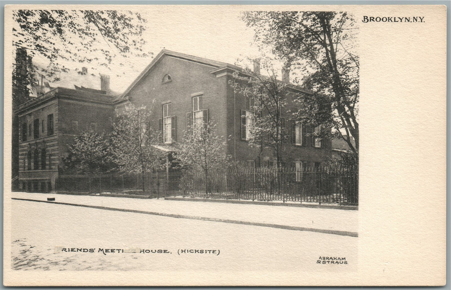 BROOKLYN NY FRIEND'S MEETING HOUSE ANTIQUE POSTCARD