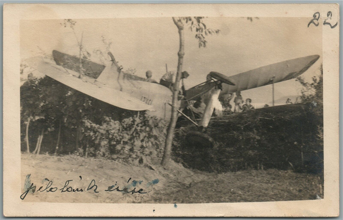 WWI ERA AIRPLANE WRECK ANTIQUE REAL PHOTO POSTCARD RPPC