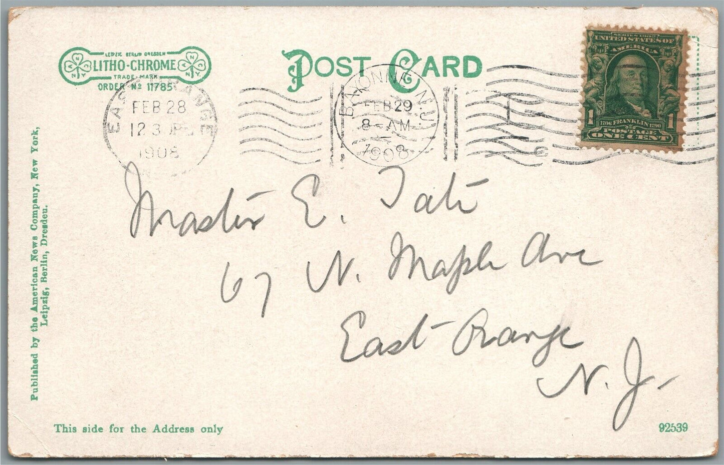 BAYONNE NJ HUDSON COUNTY BOULEVARD ANTIQUE POSTCARD