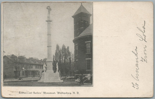 PHILLIPSBURG NJ SOLDIERS & SAILORS MONUMENT ANTIQUE POSTCARD
