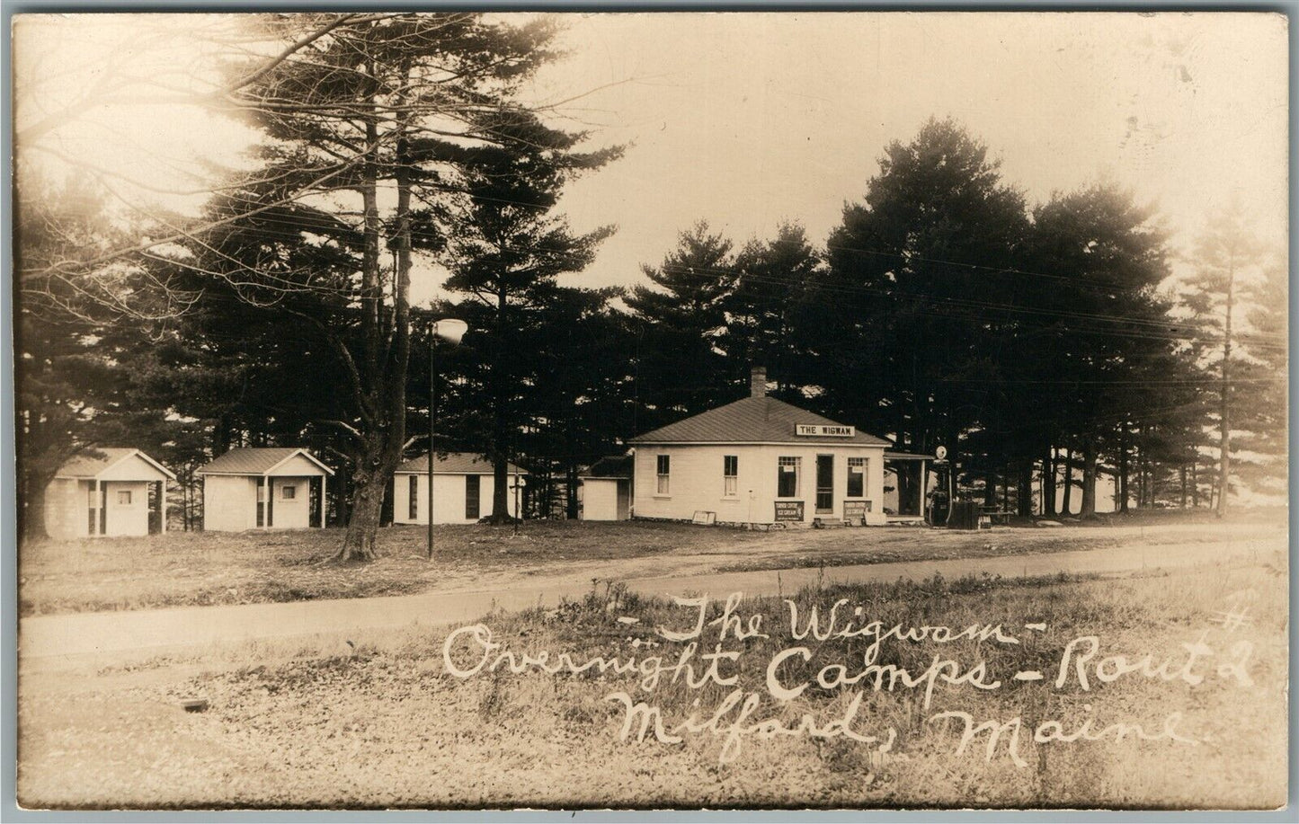 MILFORD ME OVERNIGHT CAMPS THE WIGWAM ANTIQUE REAL PHOTO POSTCARD RPPC
