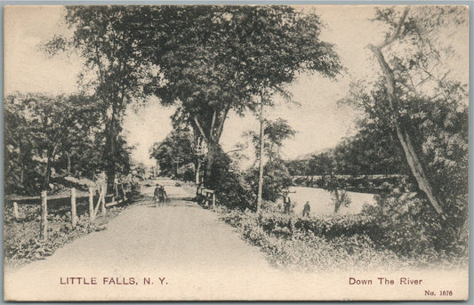 LITTLE FALLS NY DOWN THE RIVER ANTIQUE POSTCARD