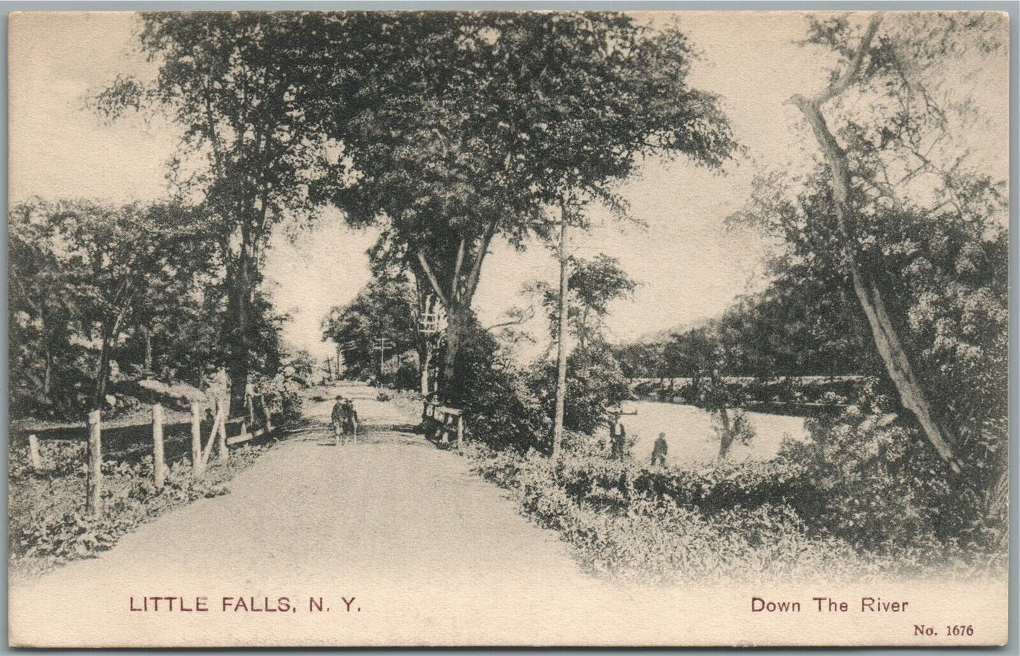 LITTLE FALLS NY DOWN THE RIVER ANTIQUE POSTCARD