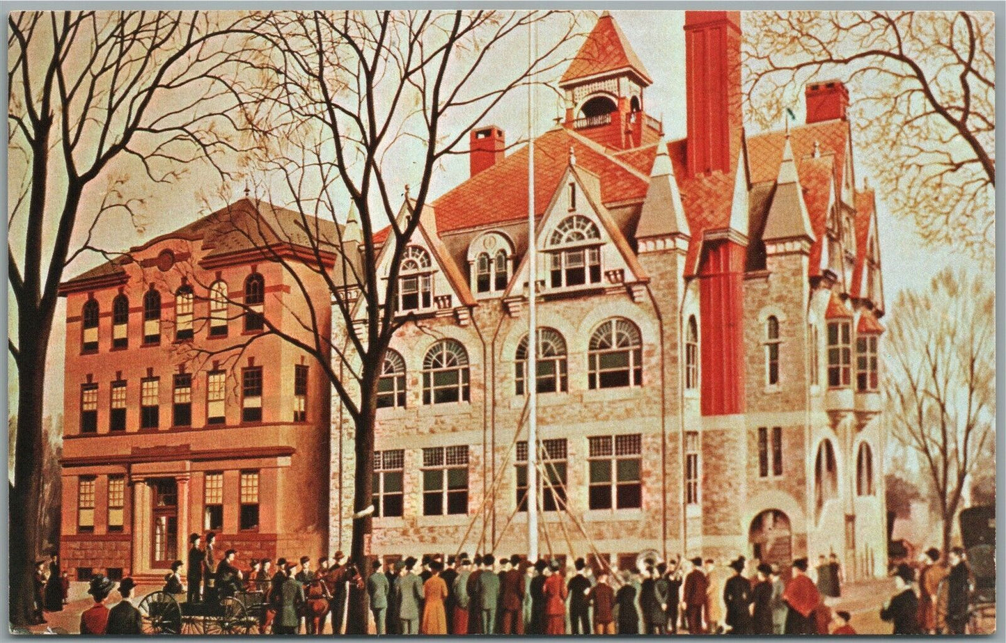 DOYLESTOWN PA HIGH SCHOOL DESTROYED by FIRE VINTAGE POSTCARD