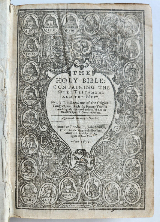 1632 BIBLE in ENGLISH antique Old & New Testament LONDON - ROBERT BARKER