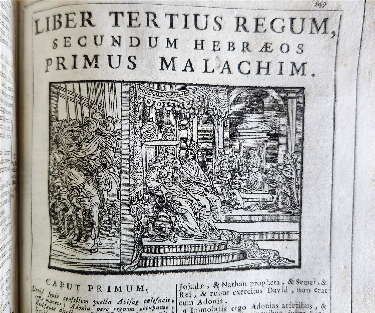 1721 BIBLE in LATIN FULLY ILLUSTRATED antique vellum bound