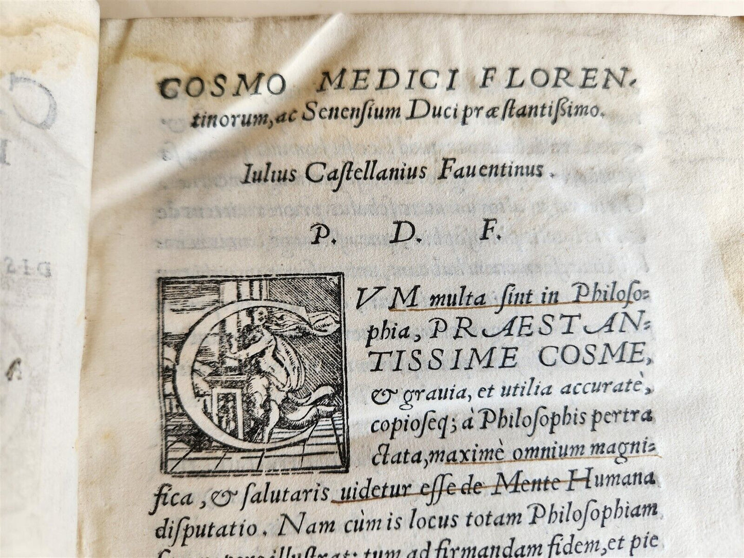 1567 ARISTOTLE COMMENTARY antique PIGSKIN BINDING w/ CLASPS rare 16th CENTURY