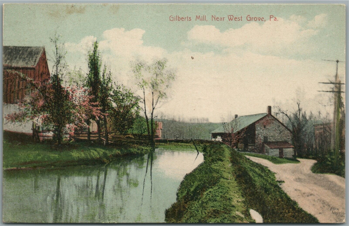 WEST GROVE PA GILBERTS MILL ANTIQUE POSTCARD