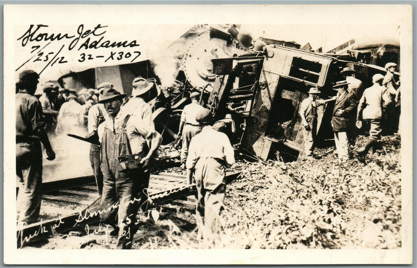 TRAIN LOCOMOTIVE WRECK RAILWAY railroad ANTIQUE REAL PHOTO POSTCARD RPPC