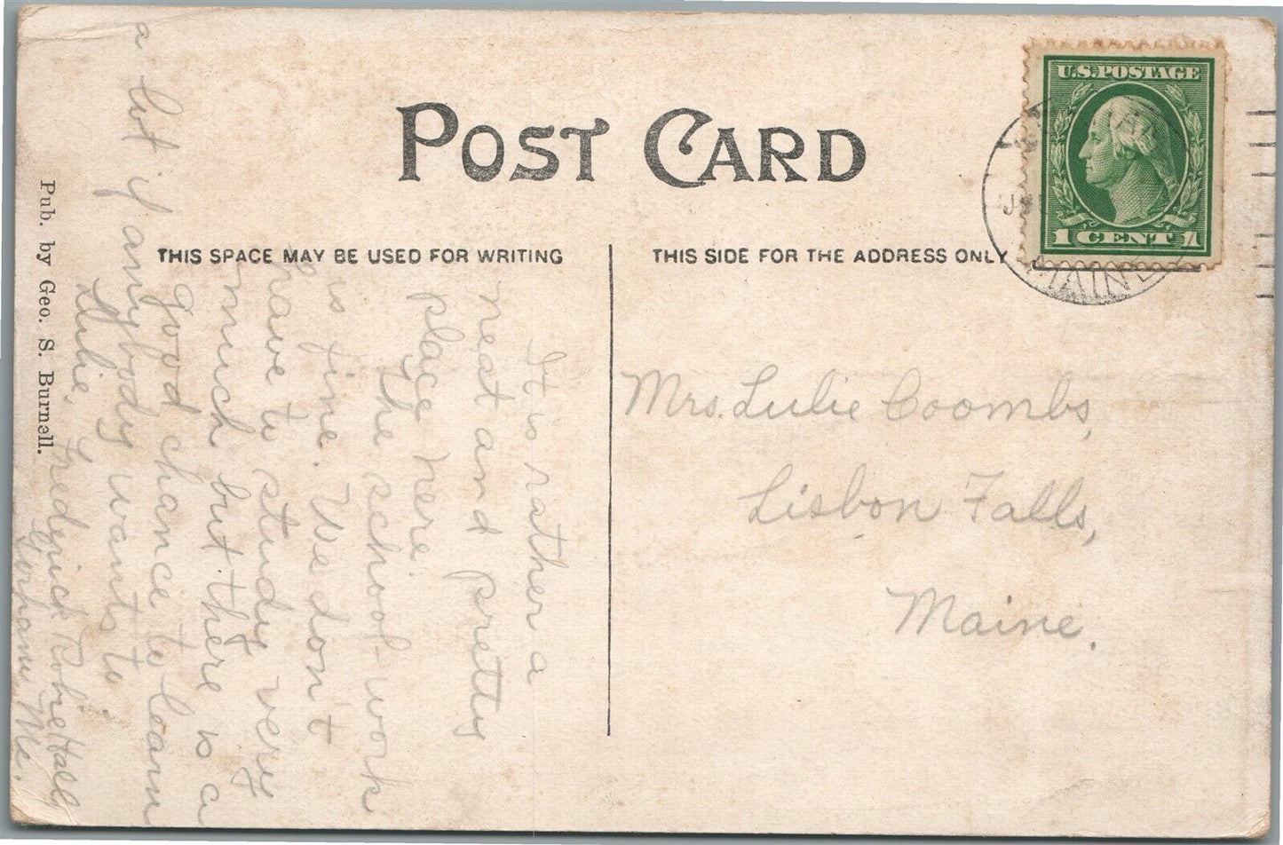 GORHAM ME CENTRAL SQUARE ANTIQUE POSTCARD