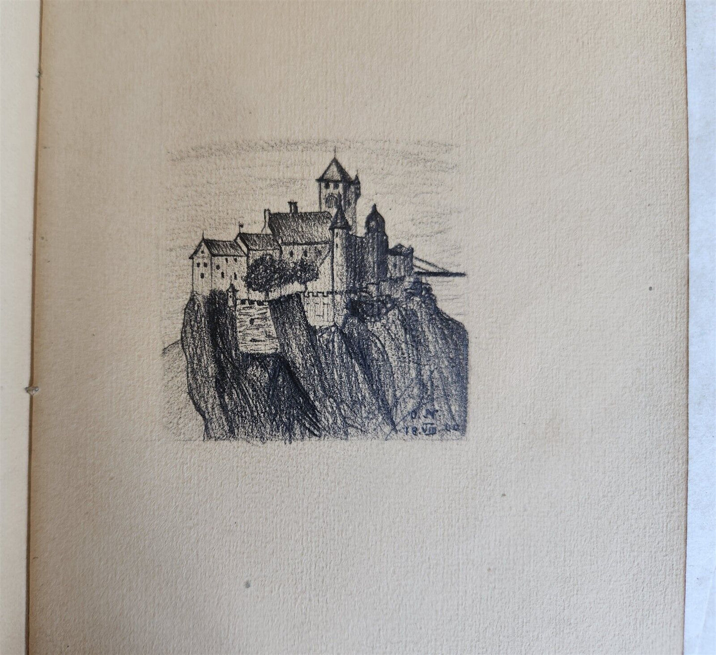 1900s ARTISTS LITTLE ALBUM - MANUSCRIPT DRAWINGS antique ILLUSTRATED