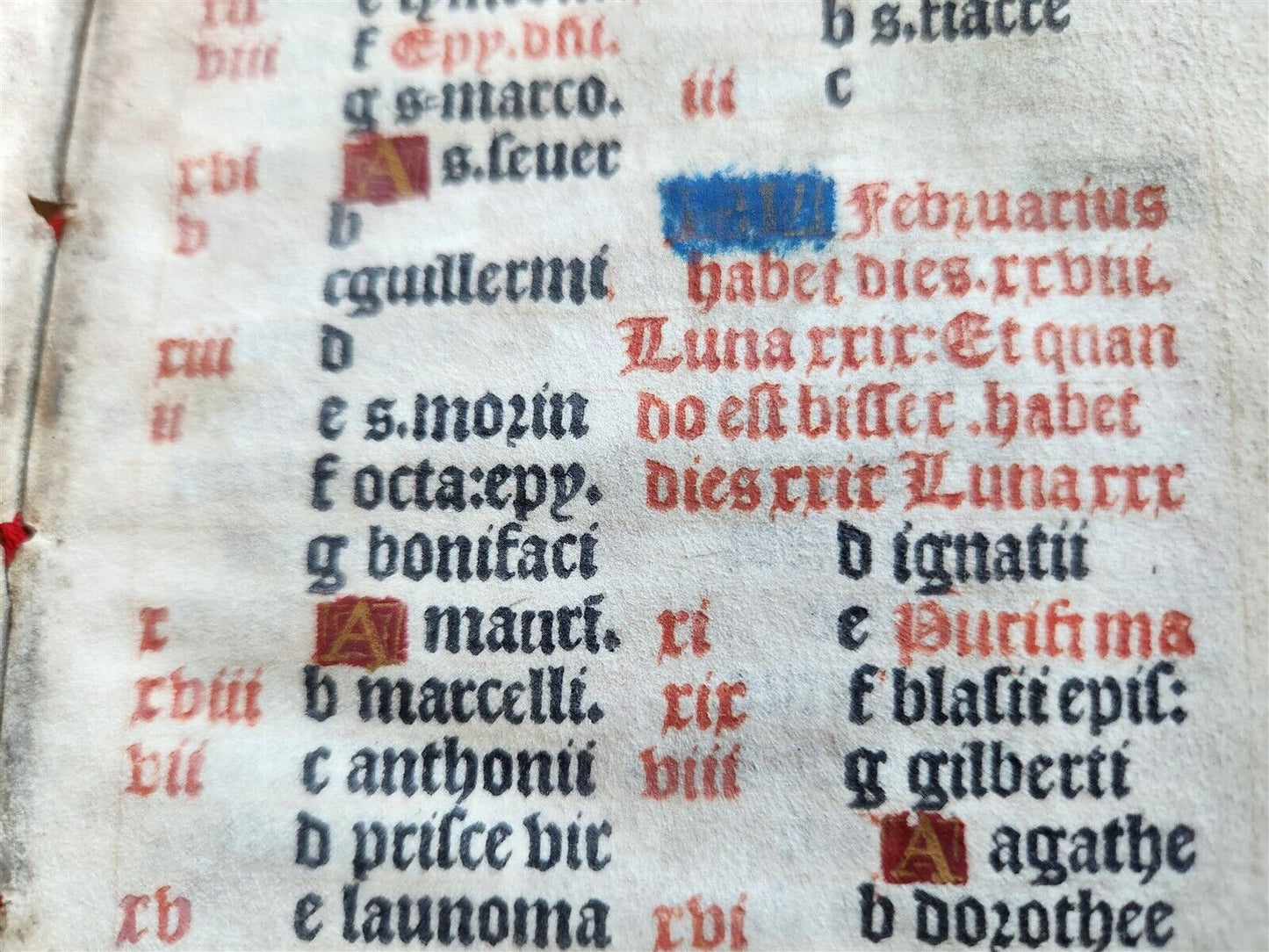 1519 BOOK OF HOURS PRINTED on VELLUM FRAGMENT antique POST-INCUNABULA scarce