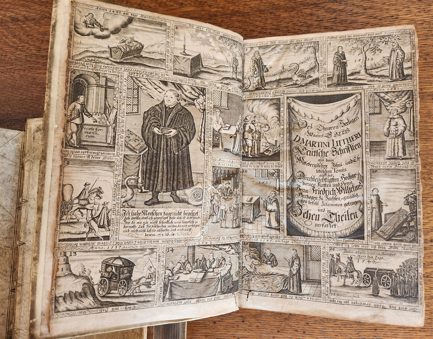 1661-1664 MARTIN LUTHER WORKS 7 FOLIO VOLS antique VELLUM in GERMAN ILLUSTRATED