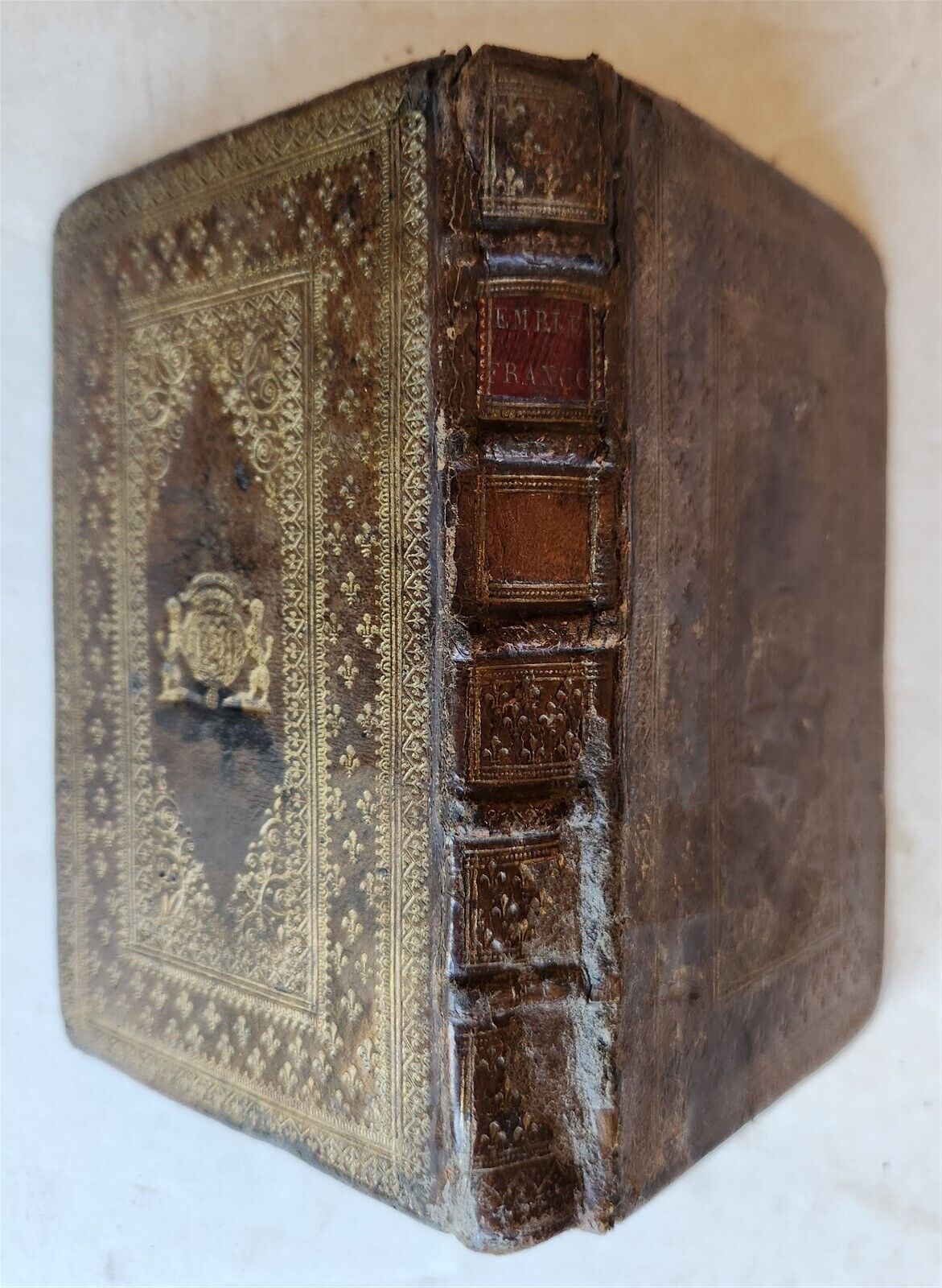 1662 ART OF EMBLEMS antique 17th CENTURY STUNNING BINDING illustrated