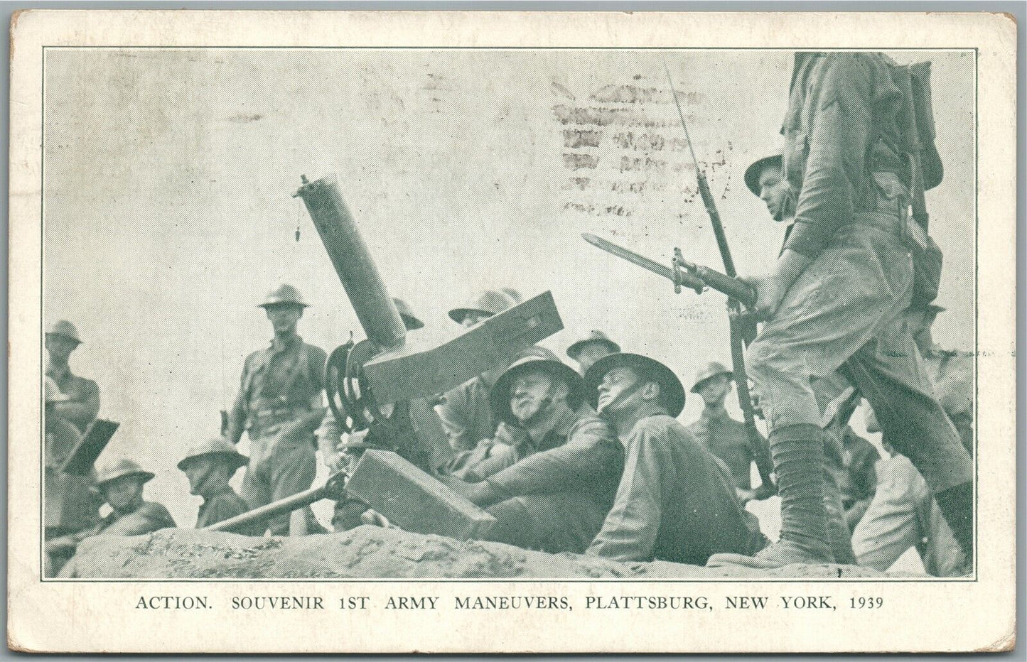 PLATTSBURG NY US ARMY MILITARY MANEUVERES WWII ERA 1939 ANTIQUE POSTCARD