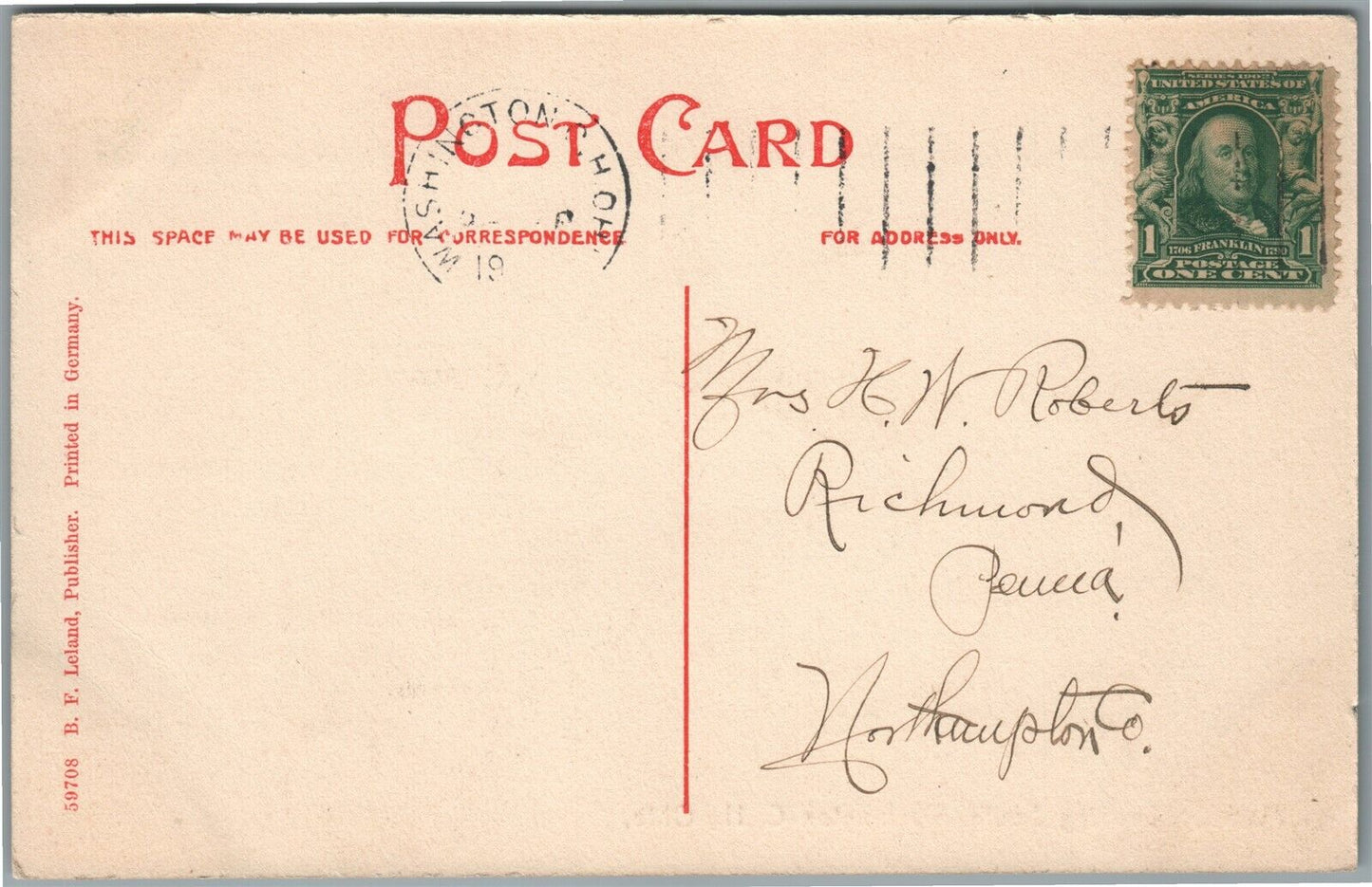 WASHINGTON C.H. OH MAIN STREET ANTIQUE POSTCARD