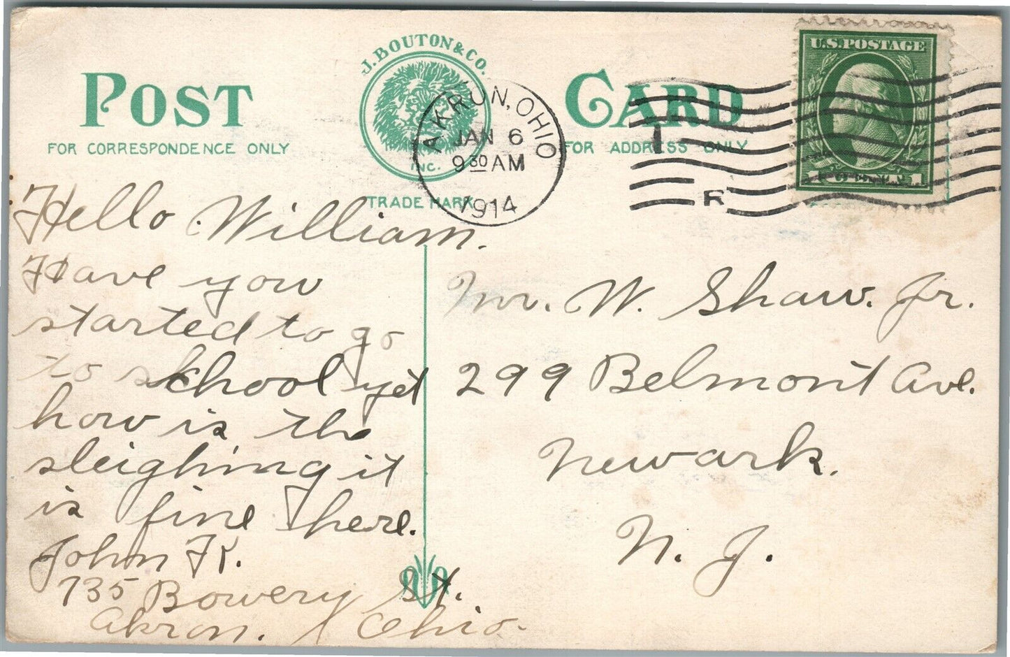 AKRON OH FINDLEY SCHOOL ANTIQUE POSTCARD