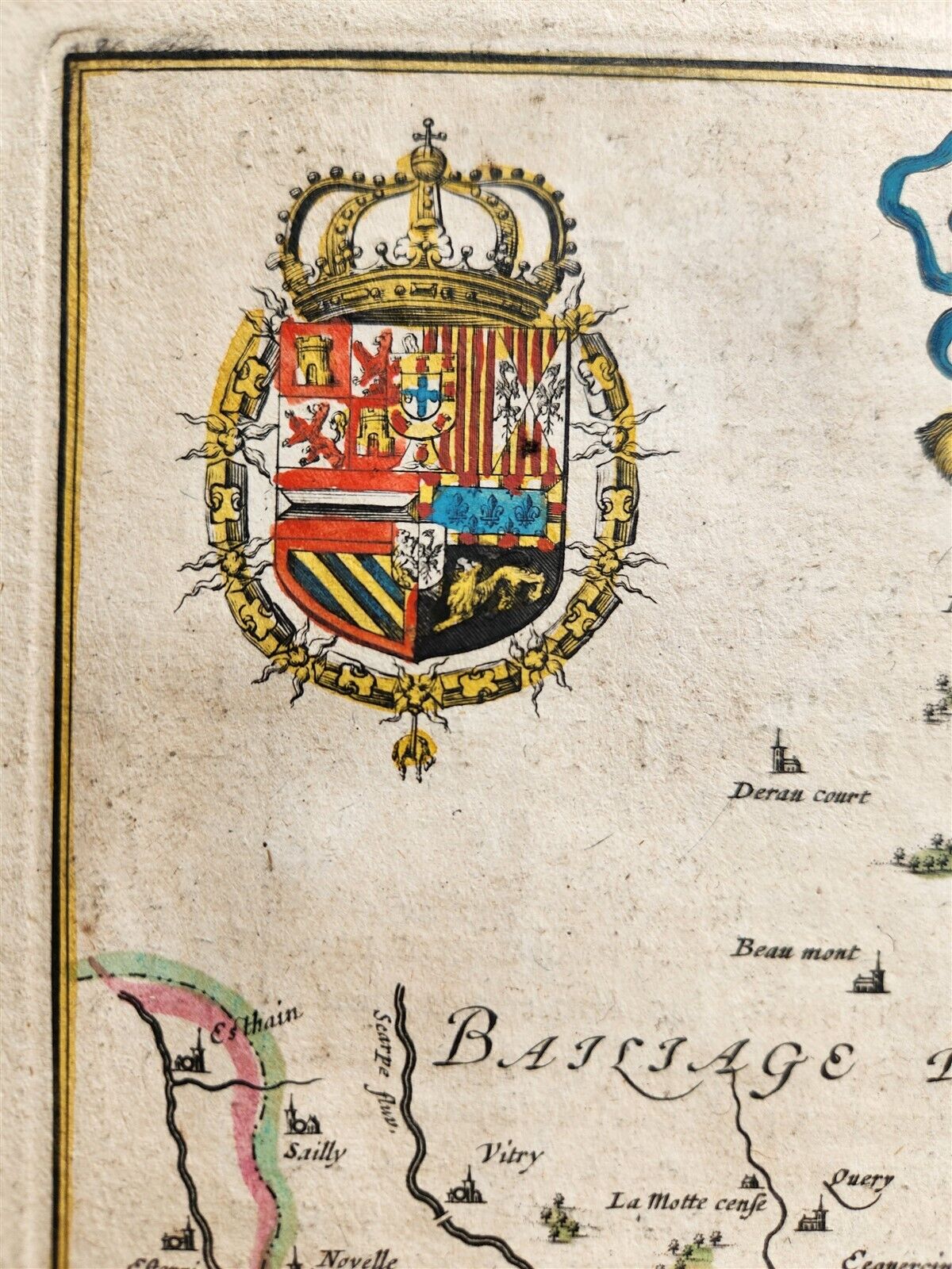 1640 MAP of FRANCE FLANDERS by WILLEM BLAEU antique AUTHENTIC hand colored