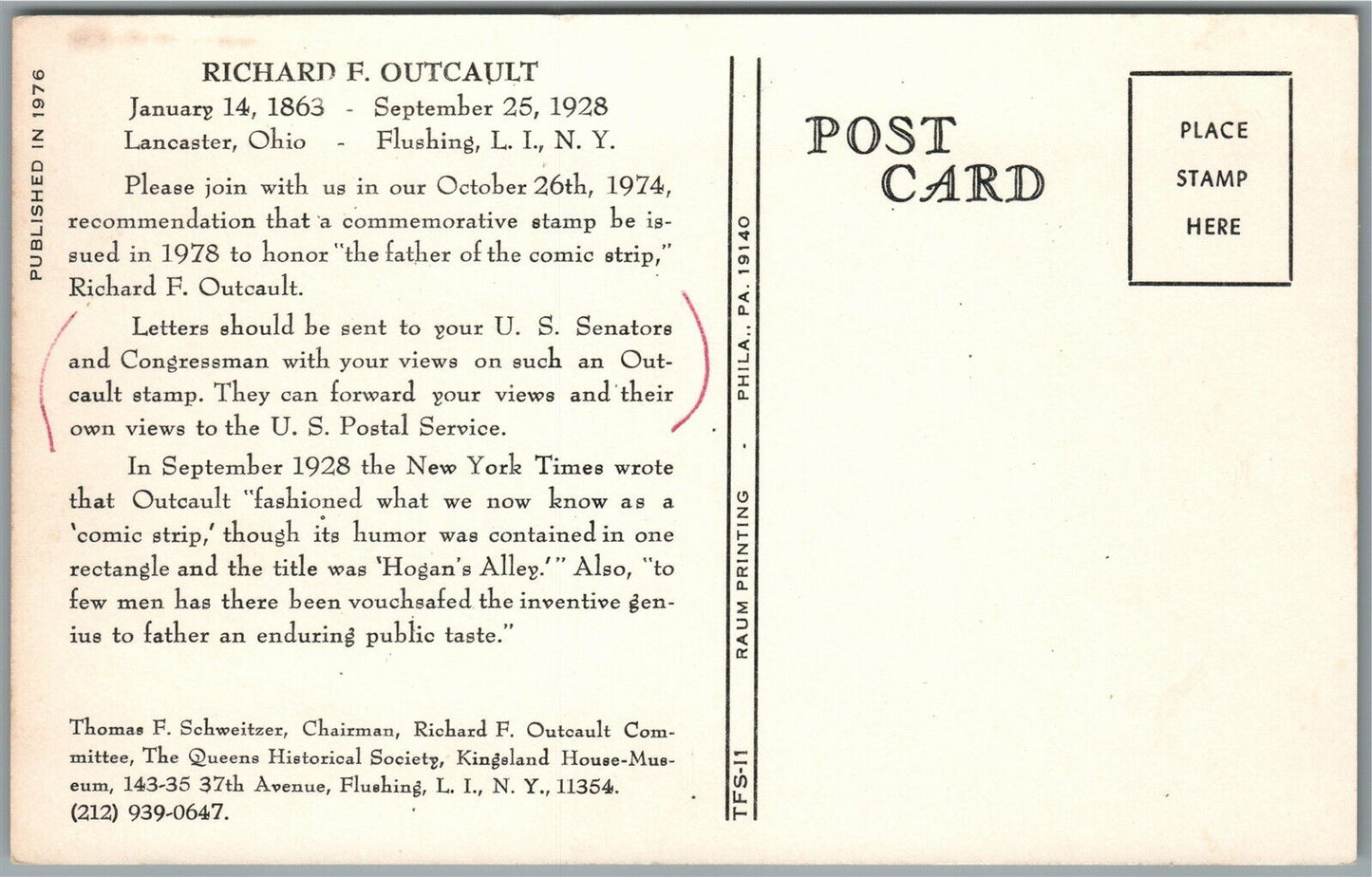 RICHARD OUTCAULT VINTAGE POSTCARD