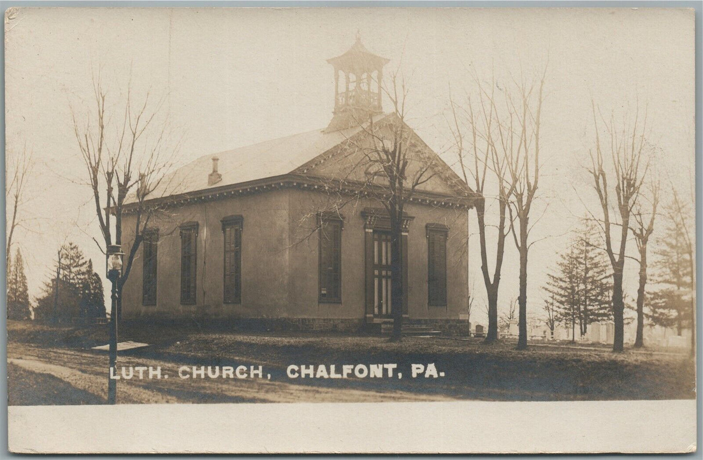 CHALFONT PA LUTHERAN CHURCH ANTIQUE REAL PHOTO POSTCARD RPPC