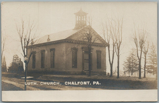 CHALFONT PA LUTHERAN CHURCH ANTIQUE REAL PHOTO POSTCARD RPPC