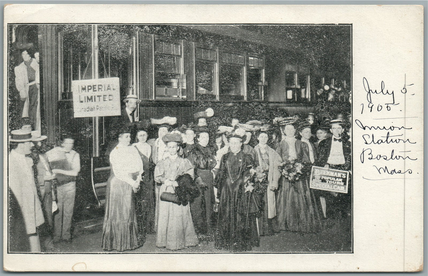 BOSTON MA EXCURSION GROUP ANTIQUE POSTCARD