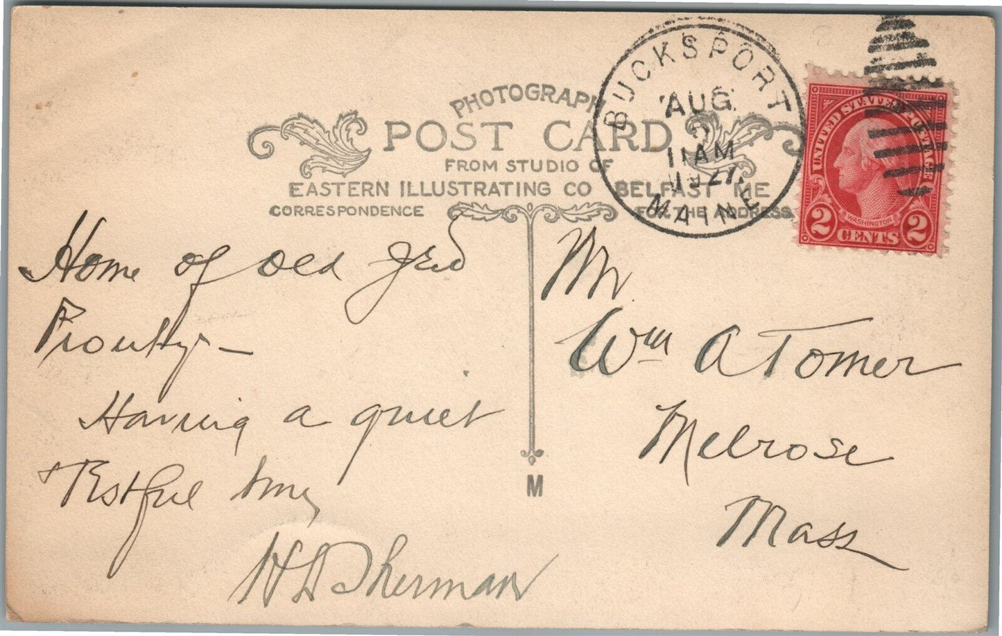 BUCKSPORT ME FRANKLIN STREET ANTIQUE REAL PHOTO POSTCARD RPPC