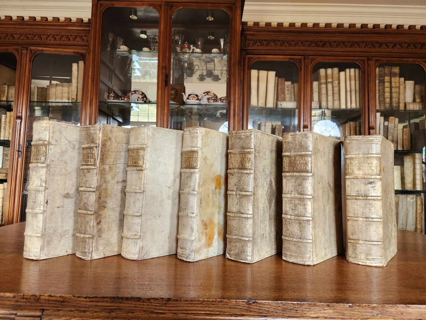 1661-1664 MARTIN LUTHER WORKS 7 FOLIO VOLS antique VELLUM in GERMAN ILLUSTRATED
