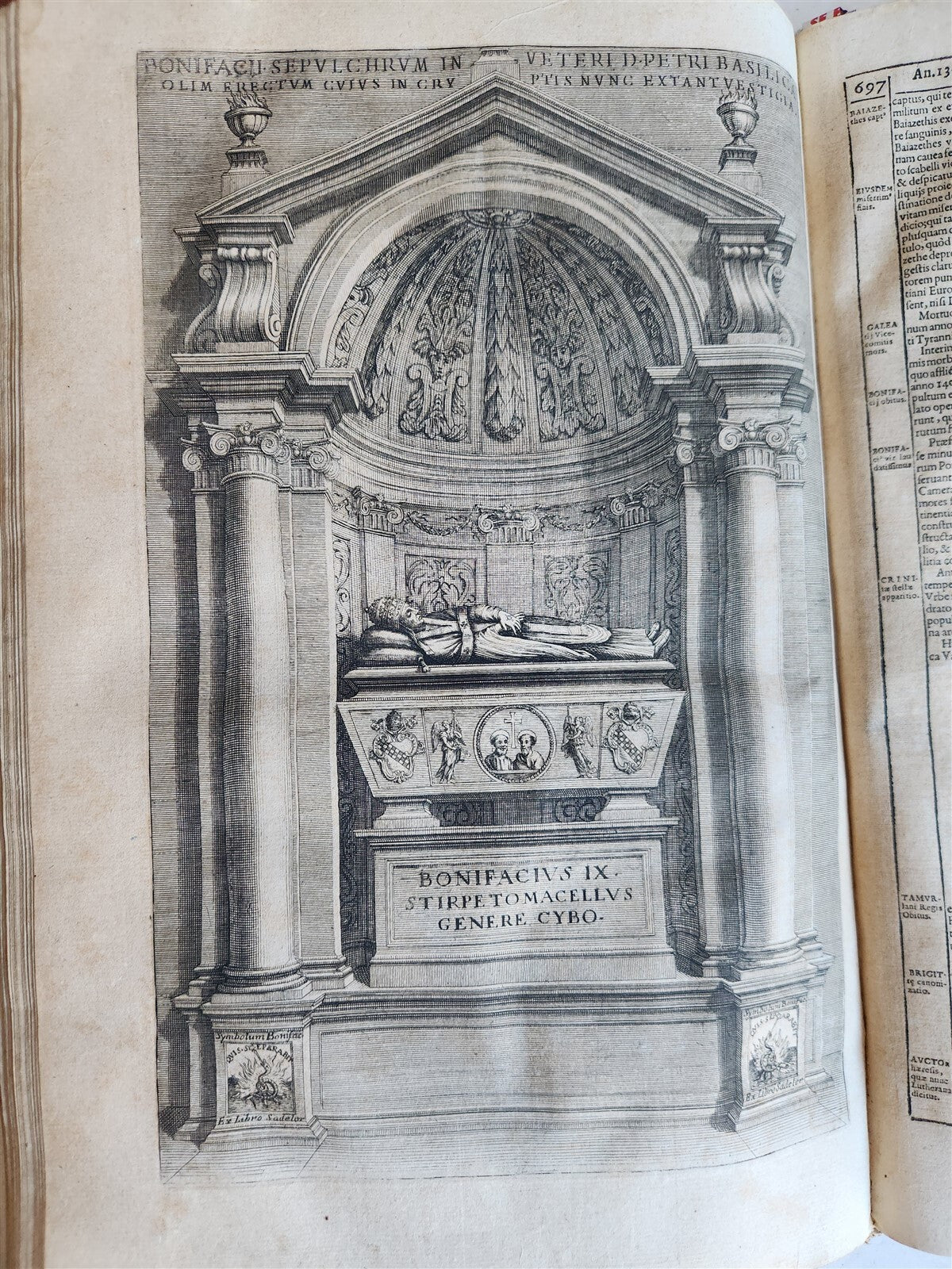 1677 LIVES of ROMAN POPES 4 FOLIO VOLUMES FULLY ILLUSTRATED antique in LATIN
