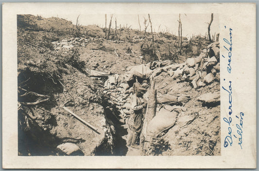 WWI ERA FRONT TRENCH ANTIQUE REAL PHOTO POSTCARD RPPC