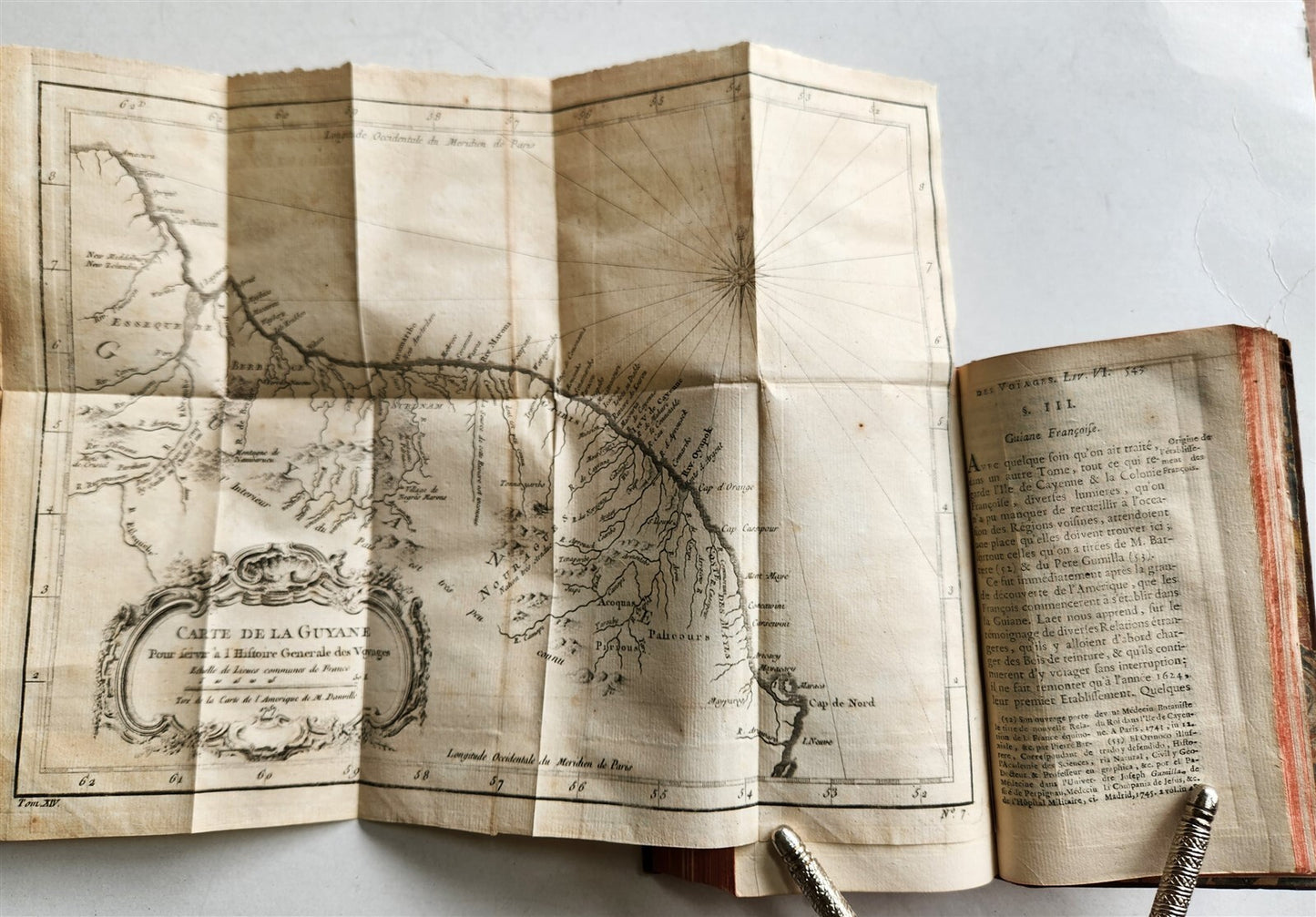 1758 HISTOIRE des VOYAGES antique vol.54 illustrated BRAZIL SAN SALVADOR GUYANA