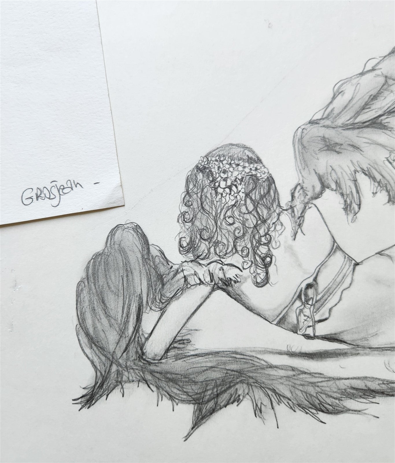 ILLUSTRATION ART FEMALE lot of 4 EROTIC PENCIL DRAWINGS vintage signed