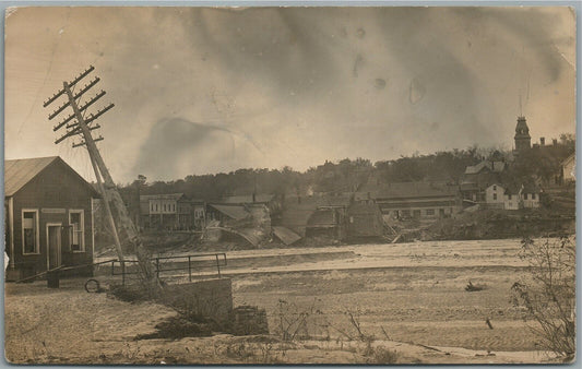 CHIPPEWA FALLS WI AFTER FLOOD SCENE 1911 ANTIQUE REAL PHOTO POSTCARD RPPC