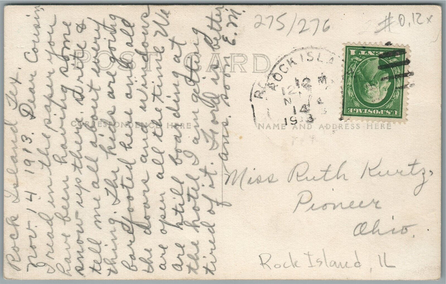 ROCK ISLAND IL STREET SCENE ANTIQUE REAL PHOTO POSTCARD RPPC