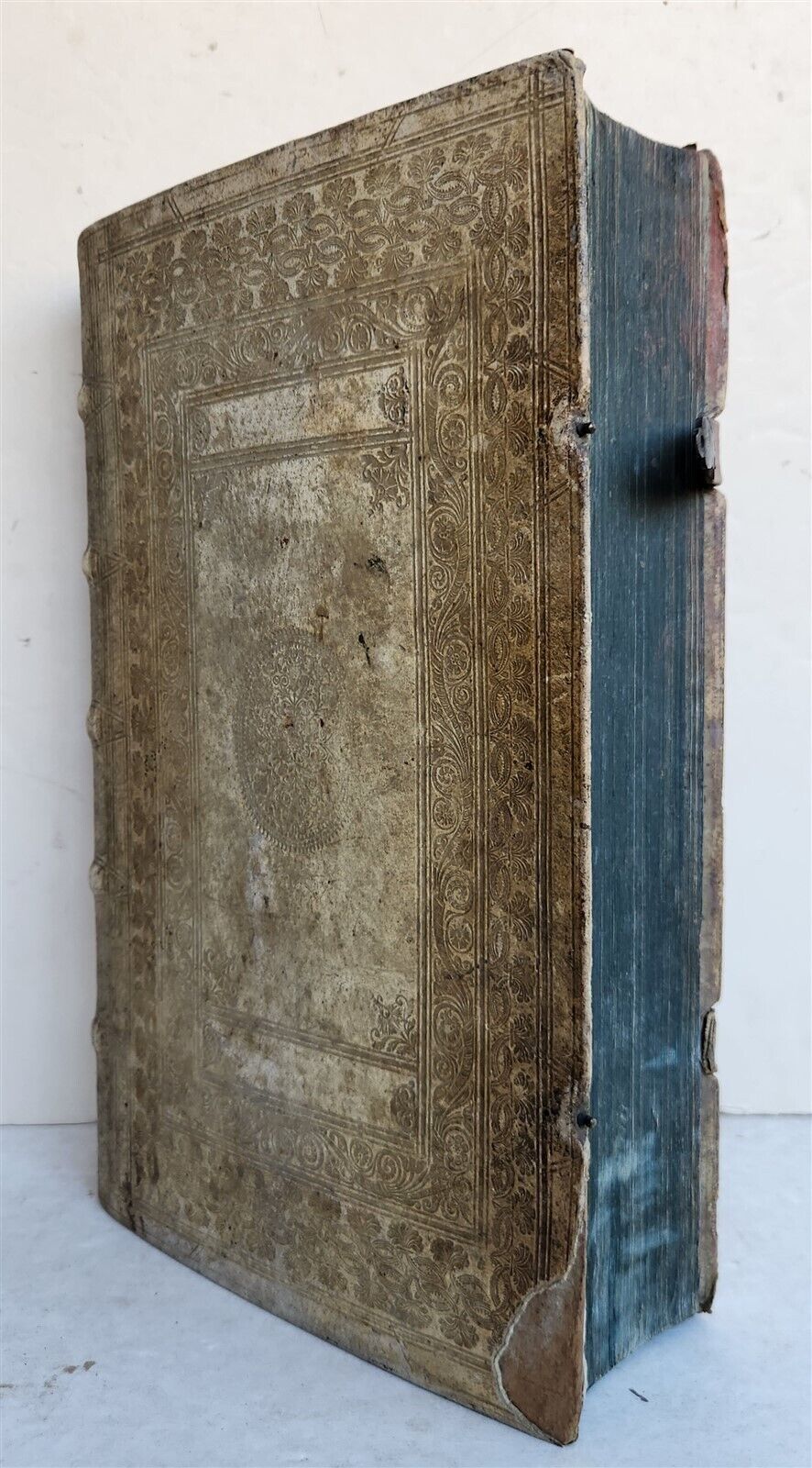 1709 THEOLOGY by PAUL LAYMANN antique BLIND STAMPED PIGSKIN BOUND FOLIO