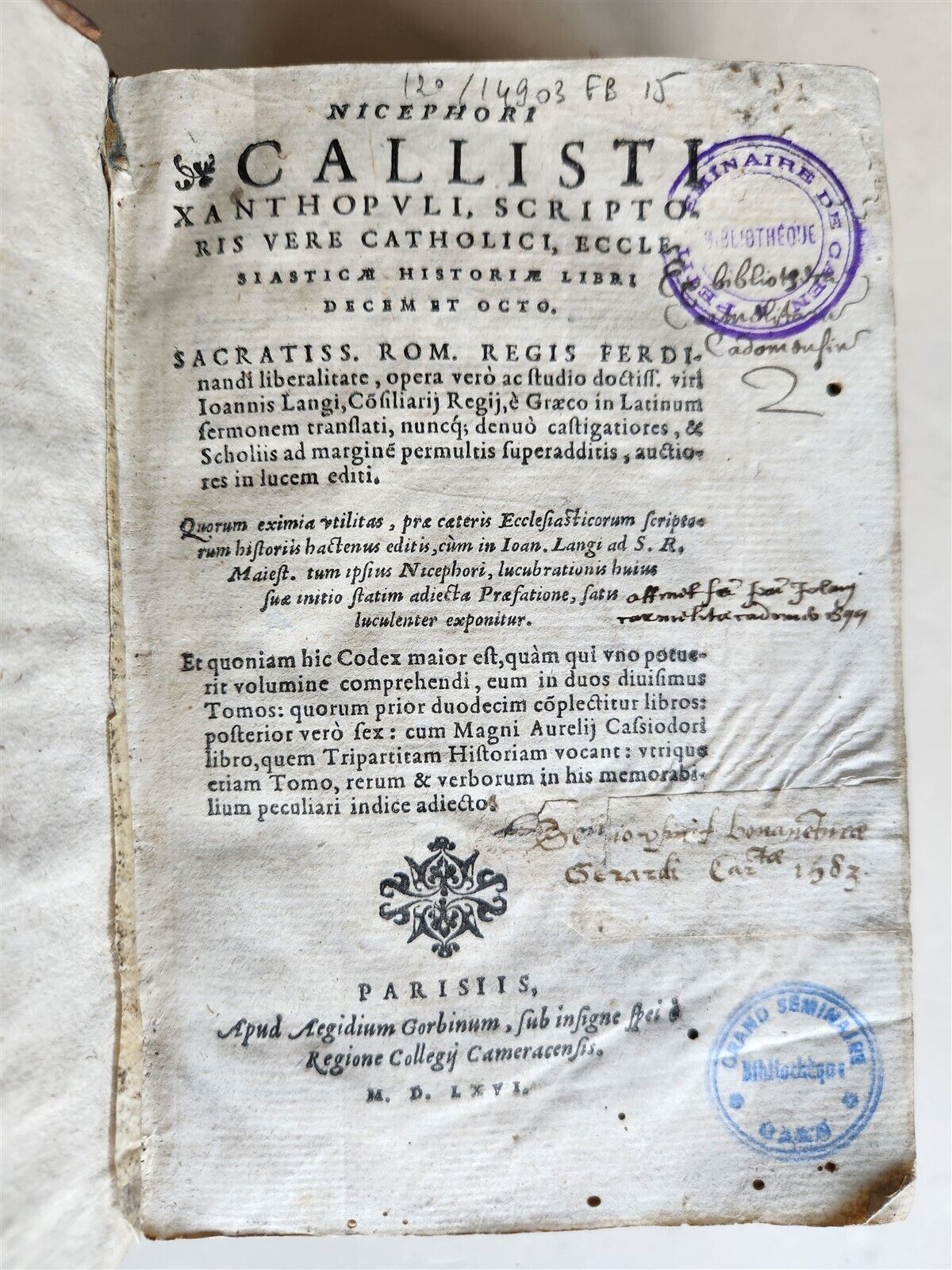 1566 ECCESIASTICAL HISTORY by CALLISTUS antique 16th CENTURY period binding
