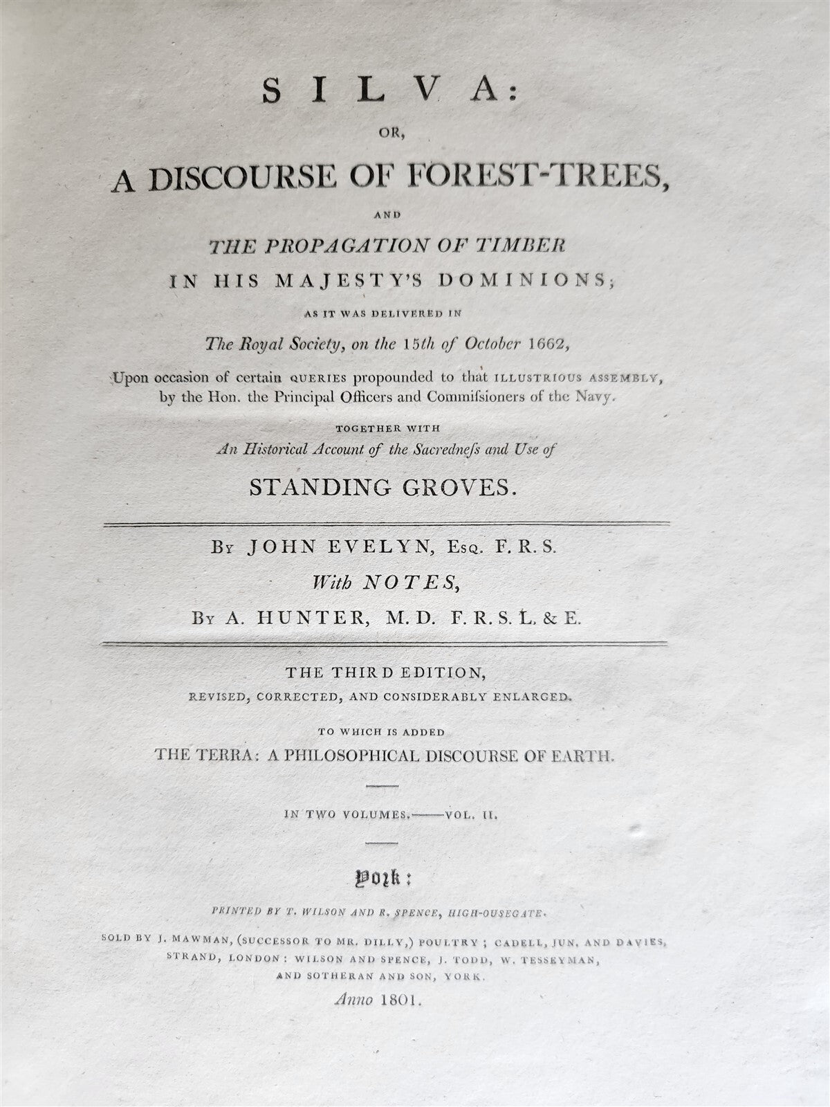 1801 SILVA: DISCOURSE OF FOREST TREES 2 VOLUMES ILLUSTRATED antique in ENGLISH