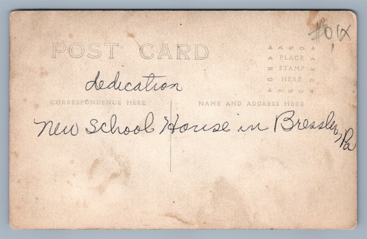 PENNSYLVANIA SCHOOL HOUSE ANTIQUE REAL PHOTO POSTCARD RPPC
