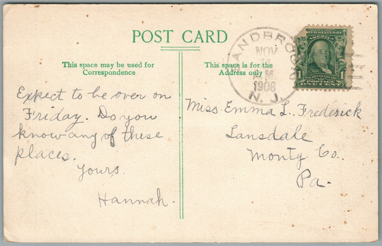 SAND BROOK NJ PUBLIC SCHOOL ANTIQUE POSTCARD