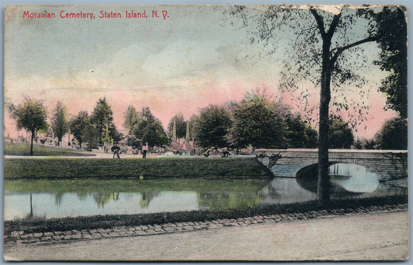 STATEN ISLAND NY MORAVIAN CEMETERY ANTIQUE POSTCARD
