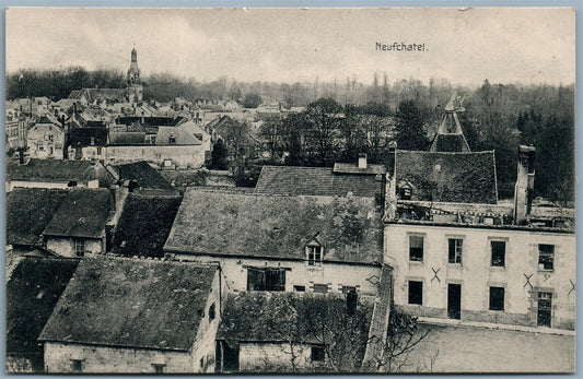 GERMAN WWI FELDPOSTKARTE 1915 ANTIQUE POSTCARD NEUFCHATEL FRANCE